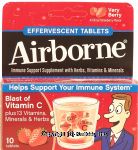 Airborne  immune support supplement with herbs, vitamins & minerals, very berry flavor effervescent tablets Center Front Picture